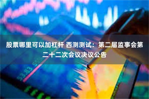 股票哪里可以加杠杆 西测测试：第二届监事会第二十二次会议决议公告