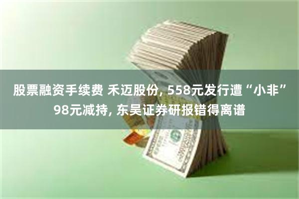 股票融资手续费 禾迈股份, 558元发行遭“小非”98元减持, 东吴证券研报错得离谱